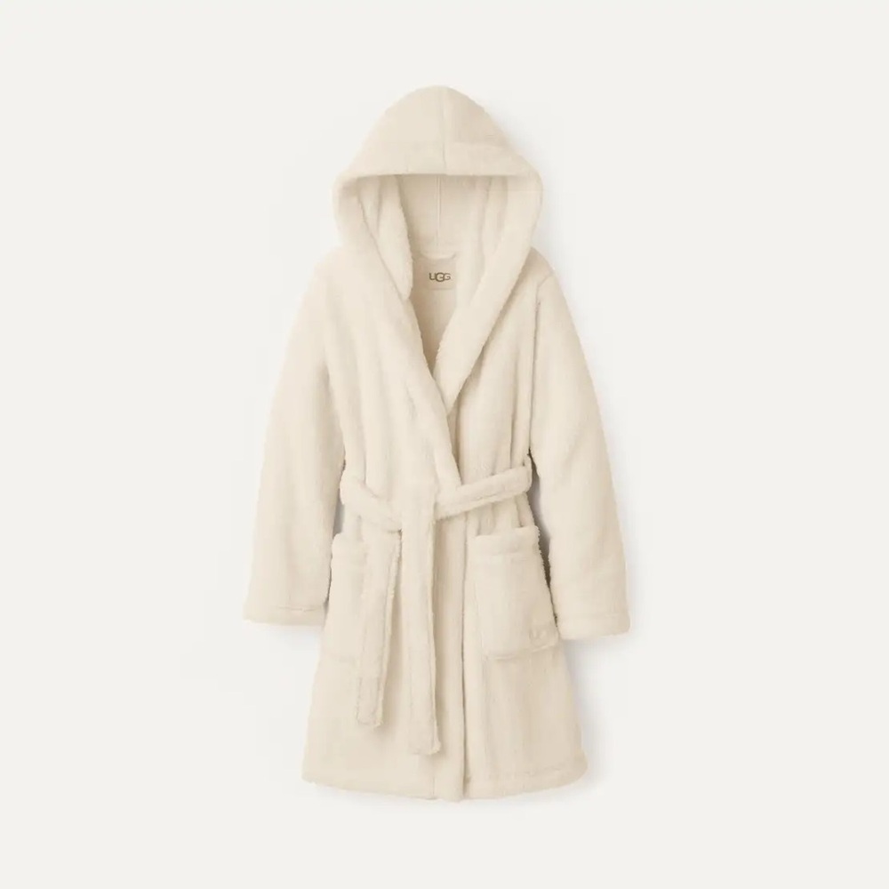 UGG Plush Cream Hooded Bathrobe